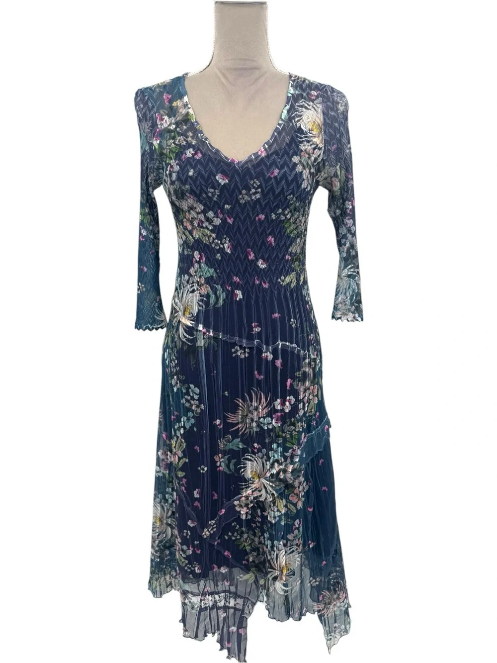 Komarov Navy Floral Midi Dress - Picture 2 of 8